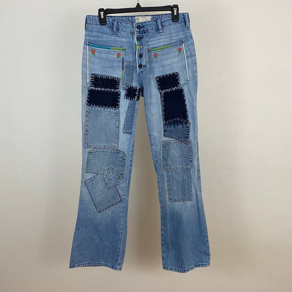 Free People Patch Flare Jeans - Novelty Indigo - Size 28